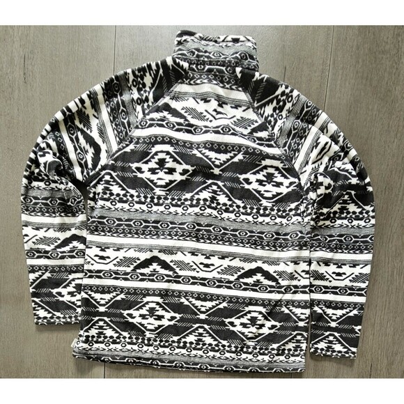 Eddie Bauer Aztec Pullover Women L Black WHITE Quarter Zip Southwest Sweatshirt - Picture 3 of 11